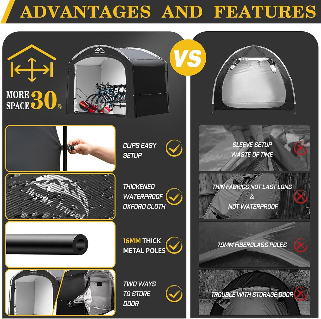 Happy Travel Bike Storage Shed Tent, Waterproof Portable Bicycle Cover Shed