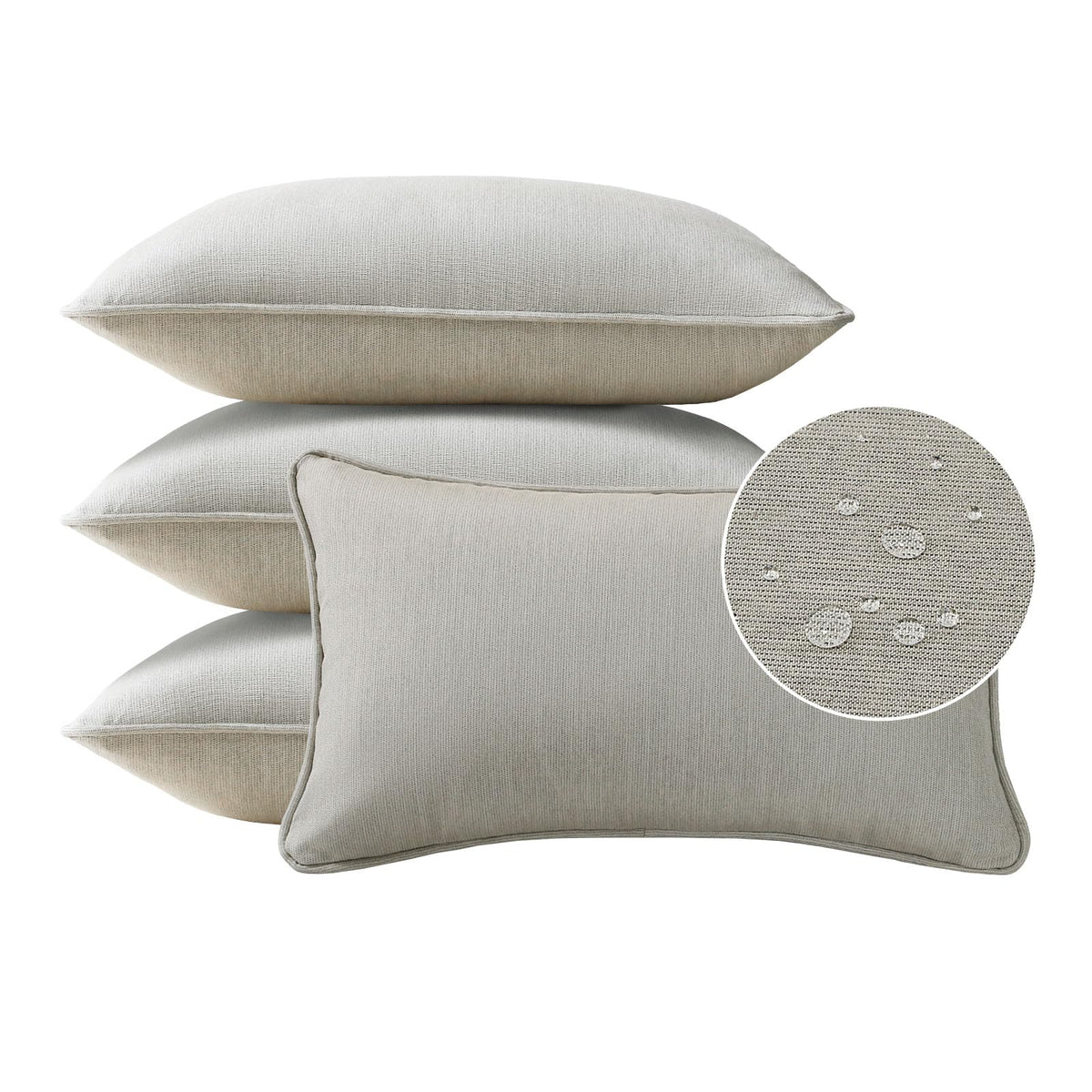 Sunbrella Decorative Outdoor Water Repellent Throw Pillows with Inserts, Set of 4, 18" x18" Pillows for Patio, Backyard, Bed, Couch, and Patio Furniture, Specrtum Pebble