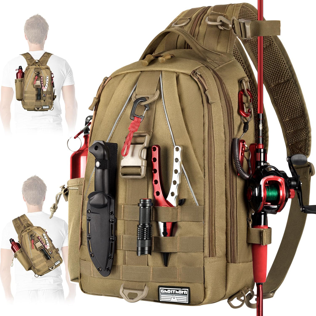 Ghosthorn Fishing Backpack with 3600 Tackle Box Fishing Gear Set Tackle Bag