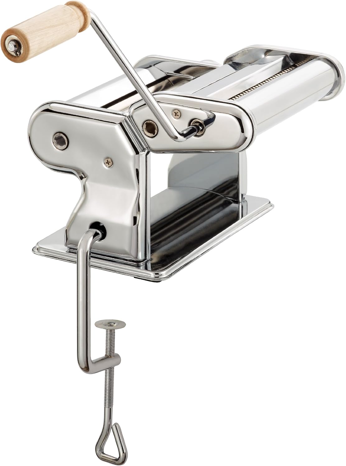 Fante's Pasta Machine With Spaghetti Fettuccine Angel Hair Wavy Lasagna Attachments And Collapsible Drying Rack, For Rolling Cutting And Drying Long Pasta Noodles