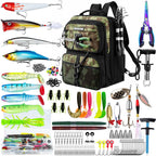 Fishing Backpack with Tackle Boxes and Lures Kit, Fish Gear, 2 Rod Holder