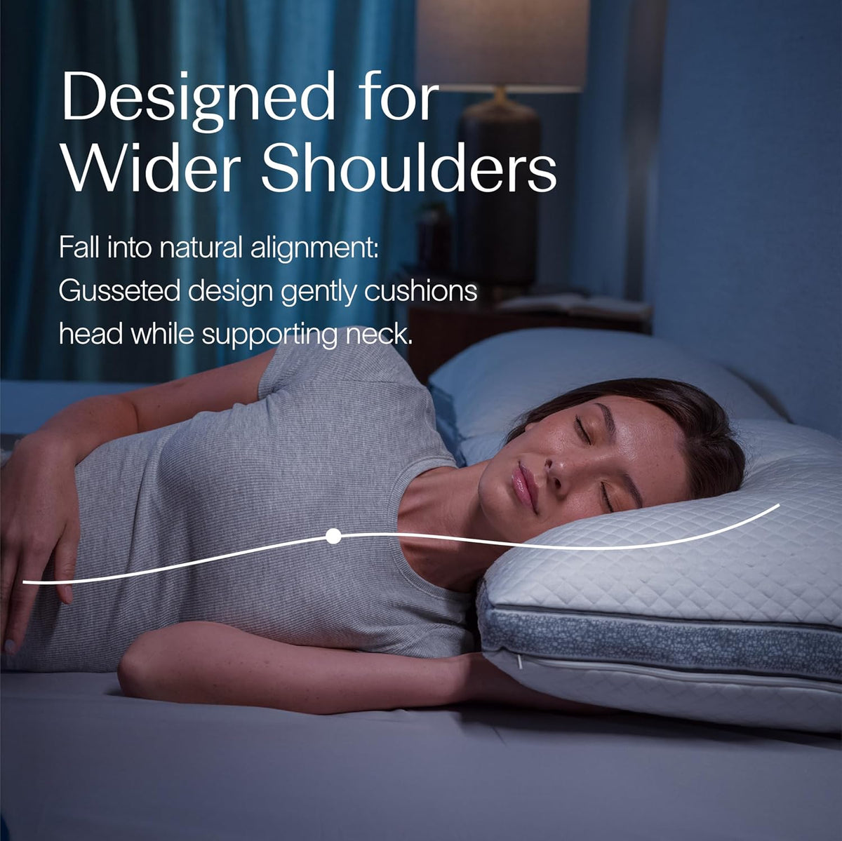 DreamyBlue Gusseted Sapphire Pillow, Shredded Memory Foam, Queen