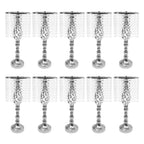 Wedding Centerpieces Silver Vases,10PCS Metal Flower Candle Holder with Sparkling Crystal Beads,Crystal Flower Vase Metal Flowers Stand for Party Tables Decorations (10PCS-Sliver-3)