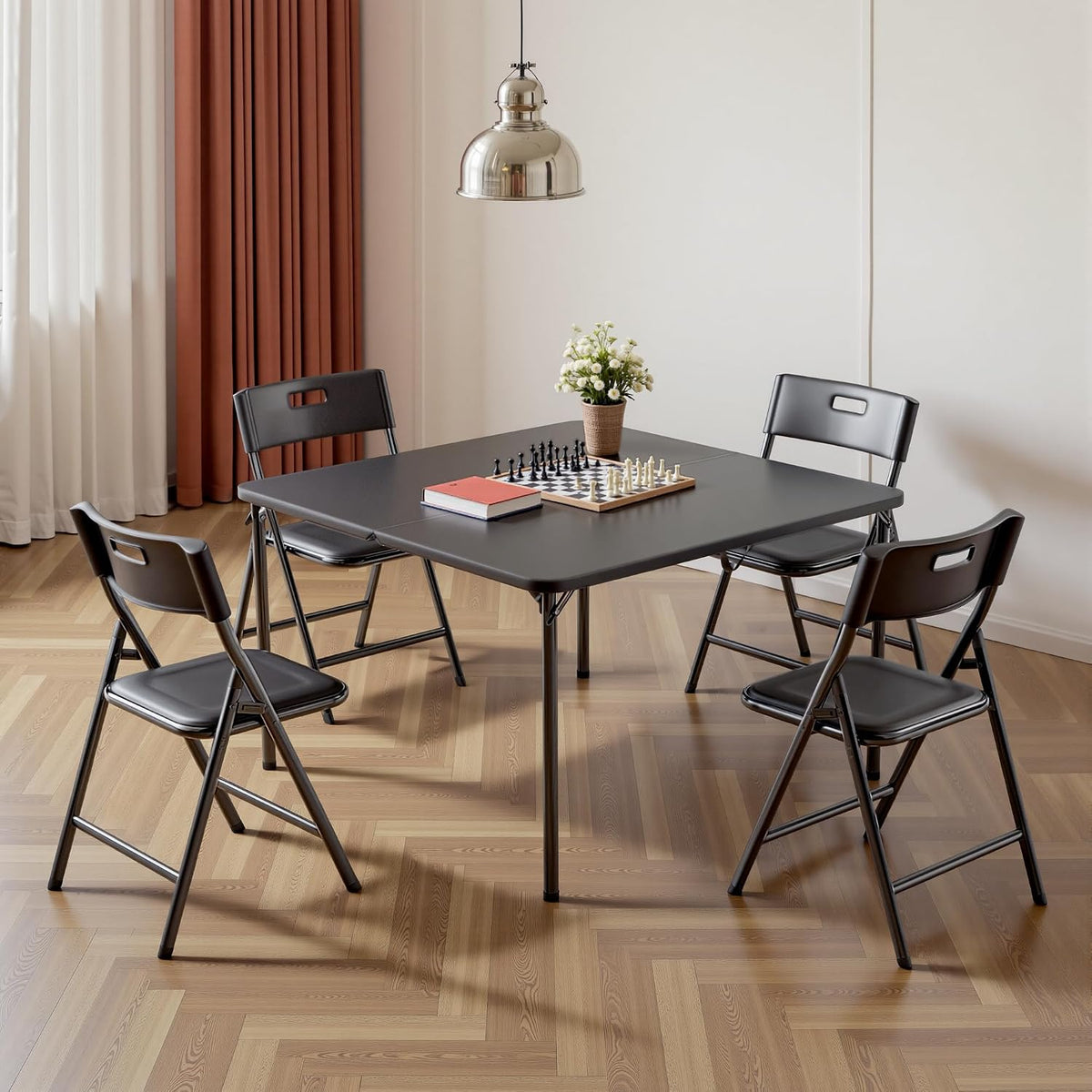 Folding Card Table and Chair Set of 5, Weather‑Resistant & Durable