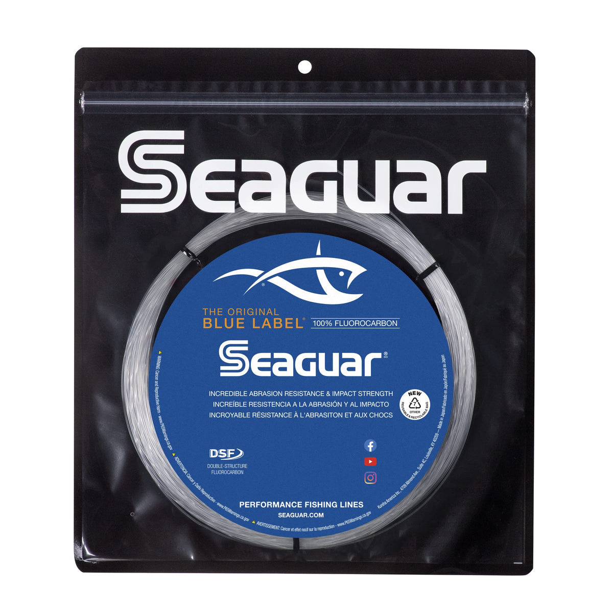 Seaguar Blue Label Big Game Saltwater Fishing Leader Line, 100% Fluorocarbon