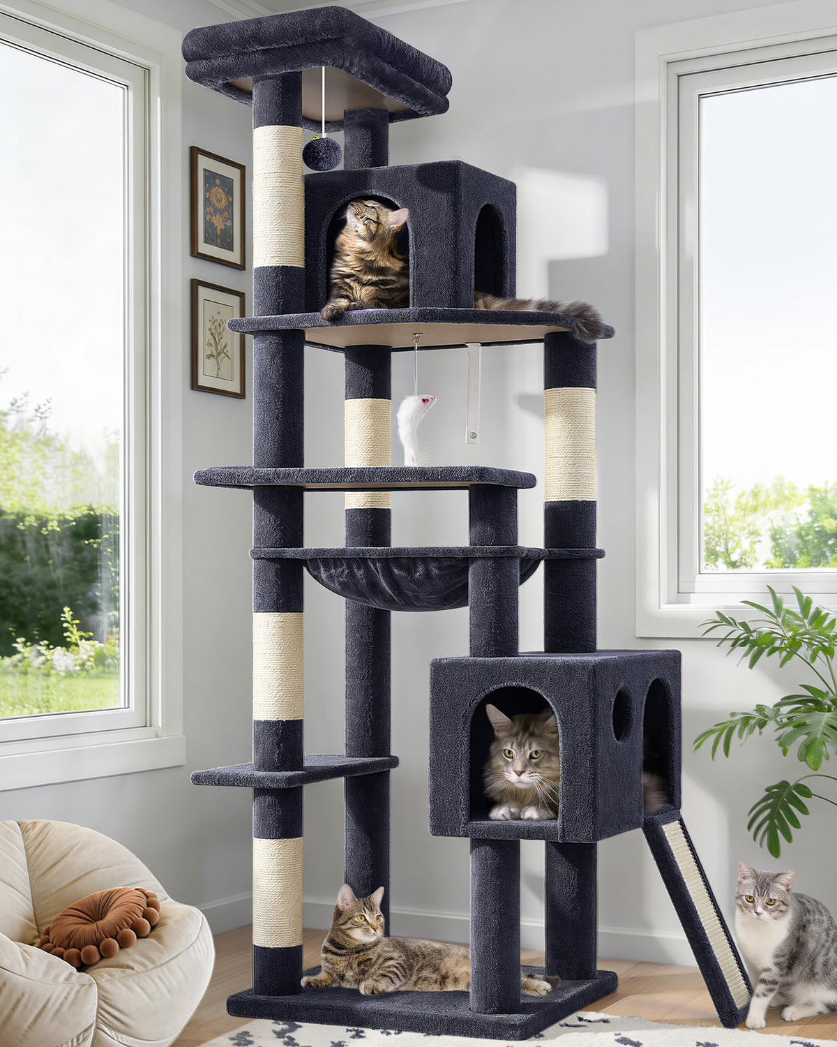 Globlazer F70 Pro Heavy Duty Cat Tree Tower for Indoor Cats Large Adult