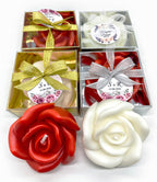 White Red Rose Shaped Scented Candle Favors with Scented, favors Bridal and Baby Showers, Birthday Parties, Wedding Decorations (White, set of 150)