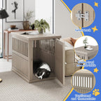 DRATO Dog House Resin Dog Kennel Furniture Weatherproof Functional End Table for Indoor Living Spaces & Outdoor Patios(Light Brown, Large (39.37 * 28.35 * 32.83))