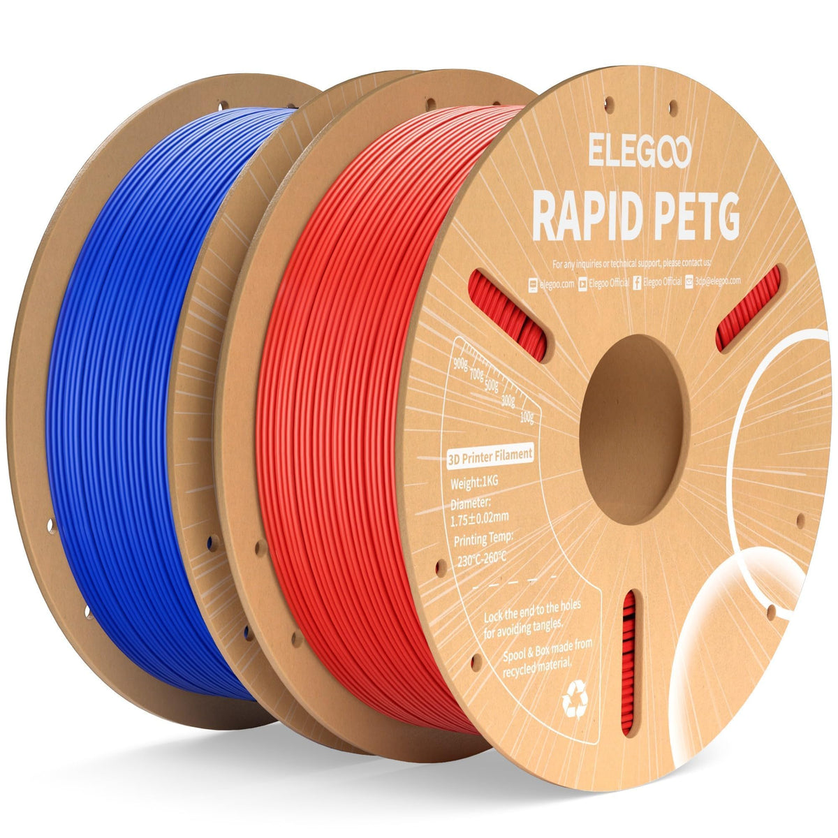 ELEGOO Rapid PETG 3D Printer Filament 1.75mm Black 10KG Bulk