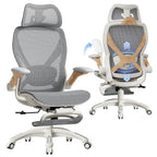 ELABEST X100 Ergonomic Mesh Office Chair with Footrest, Big and Tall Hone Desk Chair with 5D Flip-Up Arms, Adjustable 3D Lumbar Support,Gaming & Executive Computer Chairs
