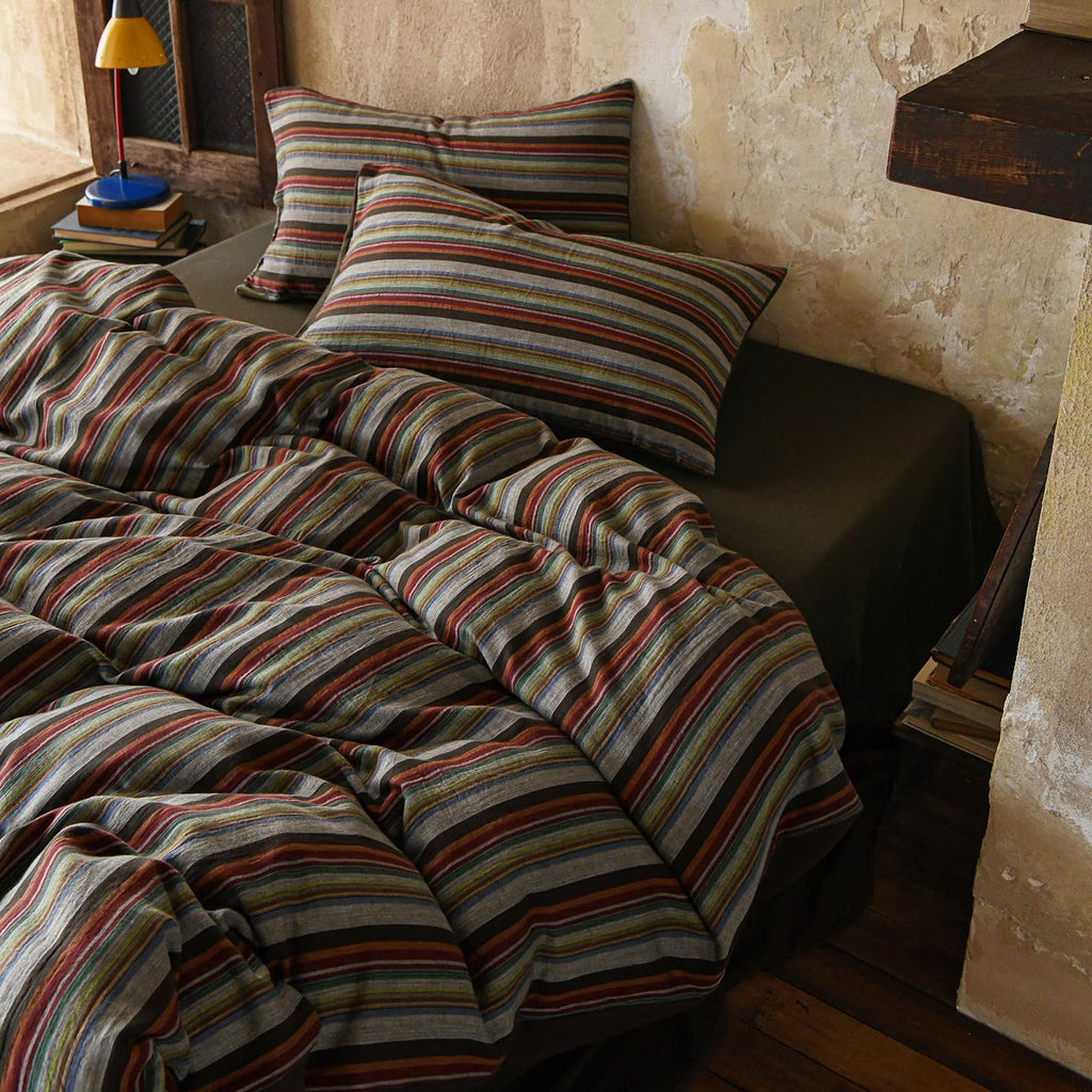 Plaid Duvet Cover Set Washed Cotton,Queen(90"x90"),Multicolor Gingham