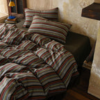 Plaid Duvet Cover Set Washed Cotton,Queen(90"x90"),Multicolor Gingham