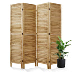 Room Dividers and Folding Privacy Screens, Wood Louvered Separators Divider Wall for Home Office Bedroom - 4 Panels, 63 * 67inch (Brown)
