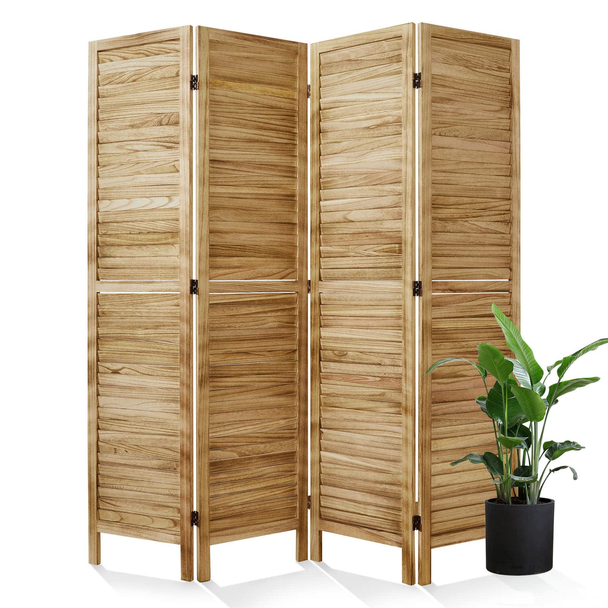 Room Dividers and Folding Privacy Screens, Wood Louvered Separators Divider Wall for Home Office Bedroom - 6 Panels, 67 * 90inch (White-Washed)