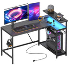 Bestier 42-Inch Pink L-Shaped Gaming Desk with Charging & LED