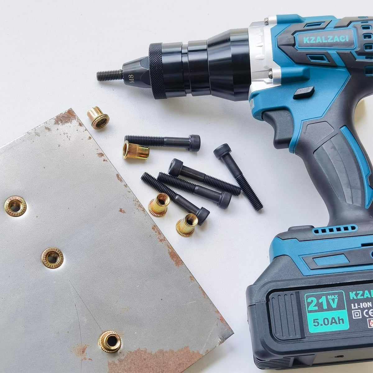 Cordless Rivet Nut Gun, Electric Rivet Nut Tool for Nuts M4-M5-M6-M8-M10