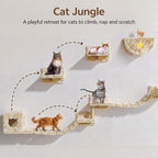 13-in-1 Cat Wall Shelves, Moon & Bridge Cat Wall Furniture, Beige