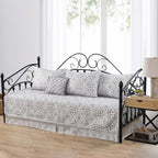 HESTIN 4Pcs Sky Blue Scallop Daybed Cover Set 75"x39" Petunia Embroidery