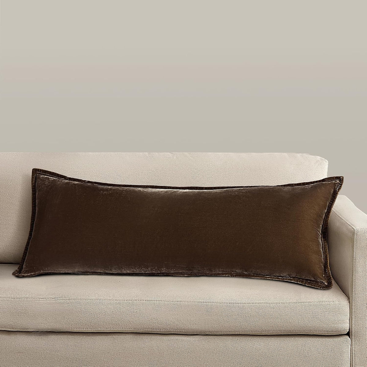 HiEnd Accents Stella Faux Silk Velvet Green Ochre Long Lumbar Pillow