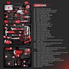 KingTool 276-Piece Tool Set Kit with 12V Cordless Power Drill (Red Black)