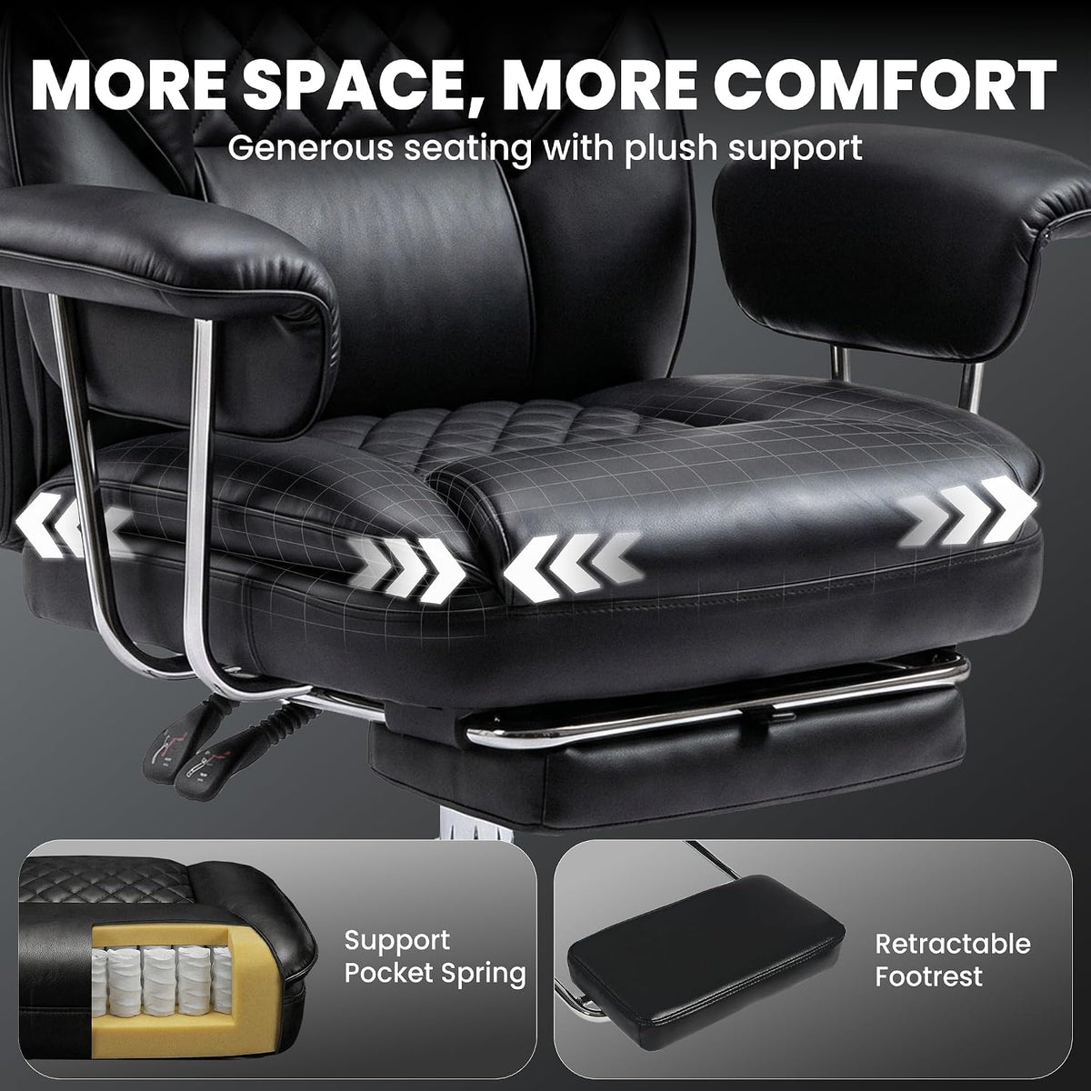 N-GEN GAMING Big and Tall Gaming Chair with Footrest, Reclining Chair,Black