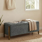 Usaint 47" Fabric Upholstered End of Bed Storage Ottoman Bench, Beige