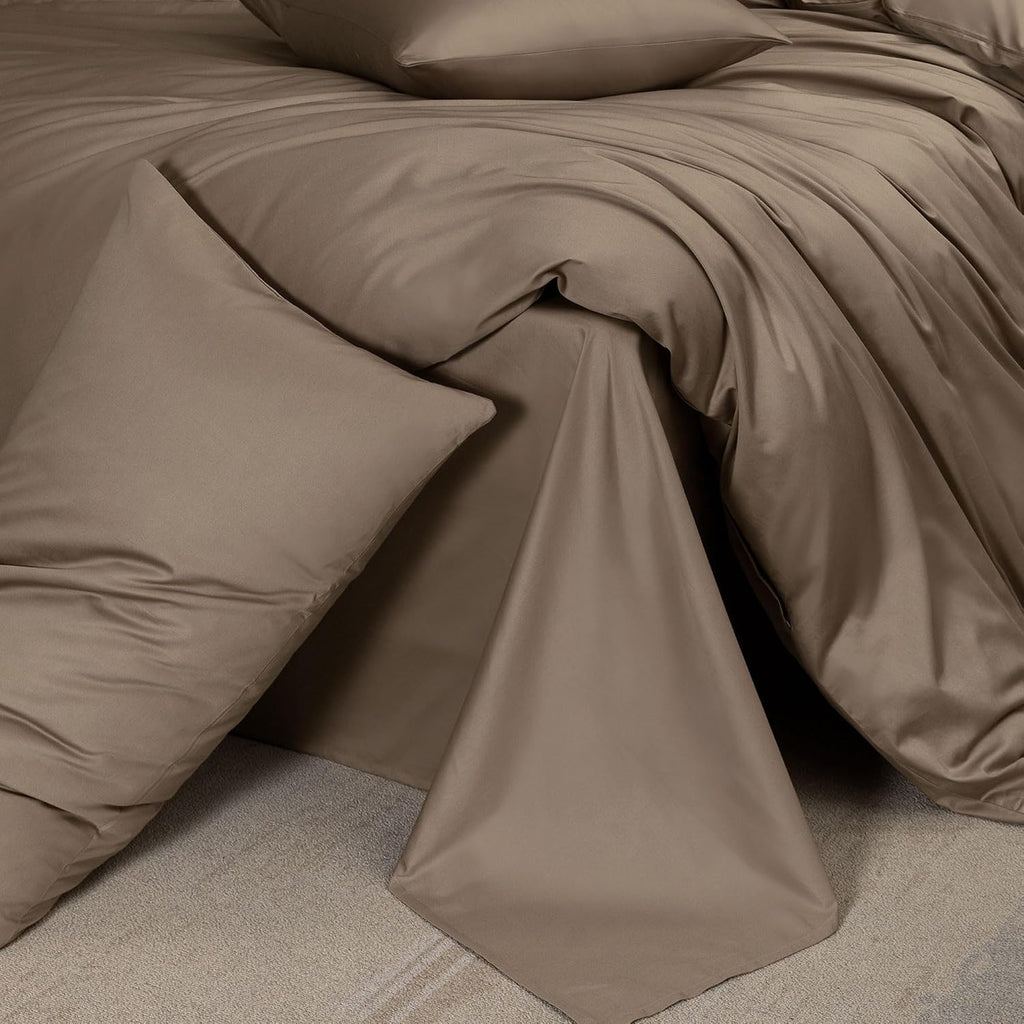 MooMee Queen Duvet Cover Set 100% Extra Long Staple Cotton Cooling Bedding