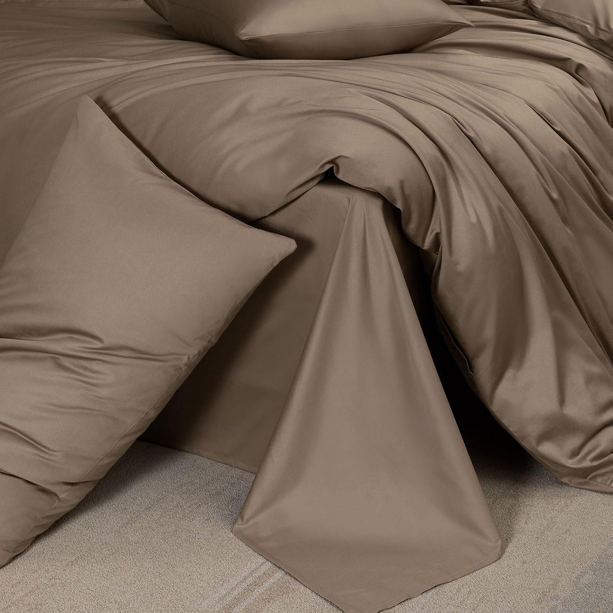 MooMee Queen Duvet Cover Set 100% Extra Long Staple Cotton Cooling Bedding
