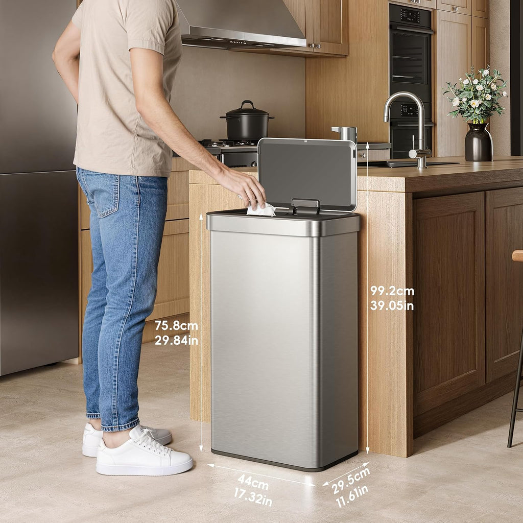 EKO 21 Gallon Touchless Motion Sensor Kitchen Trash Can, Stainless Steel