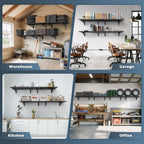 Jusgym 4 Pack Wall Mounted Garage Shelving, 2x3ft, 1400lbs Integrated Grid