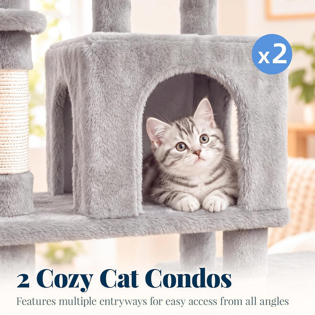 Hey-brother Cat Tree Tower with Stable Extended Base, 3 Platforms, MPJ038W