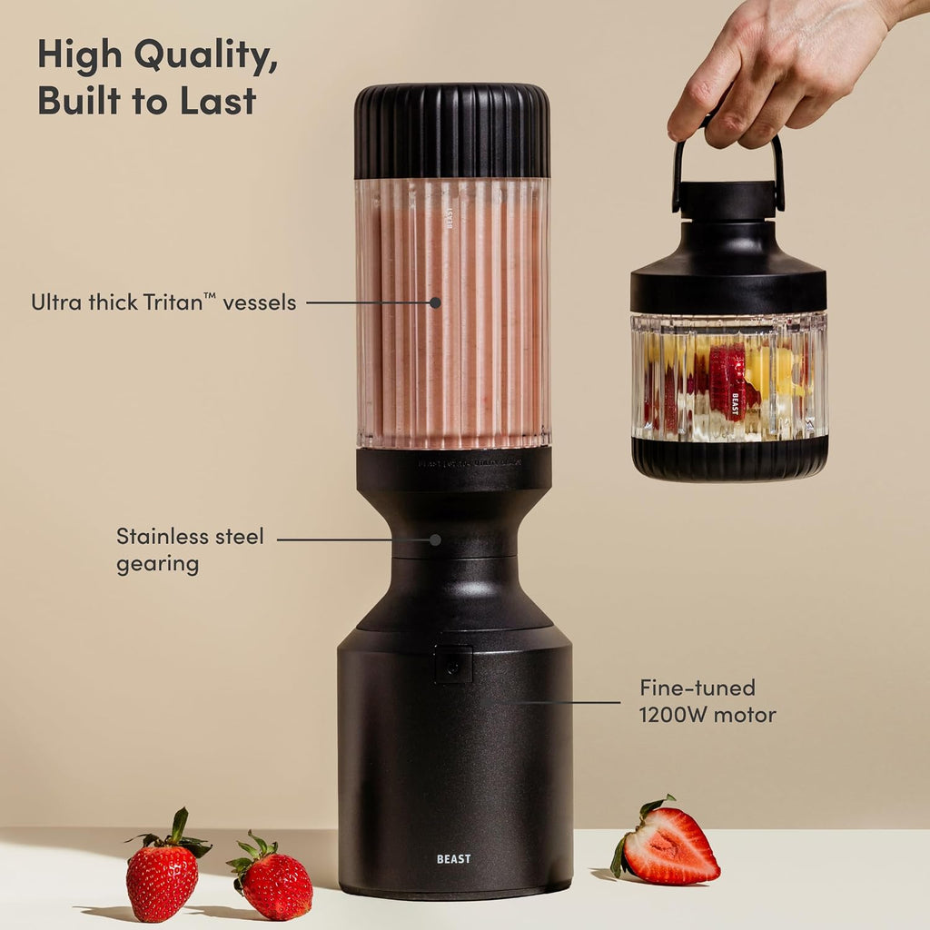 Beast Mega 1200 Plus Countertop Blender, XL Vessel, Carbon Black, 1200W