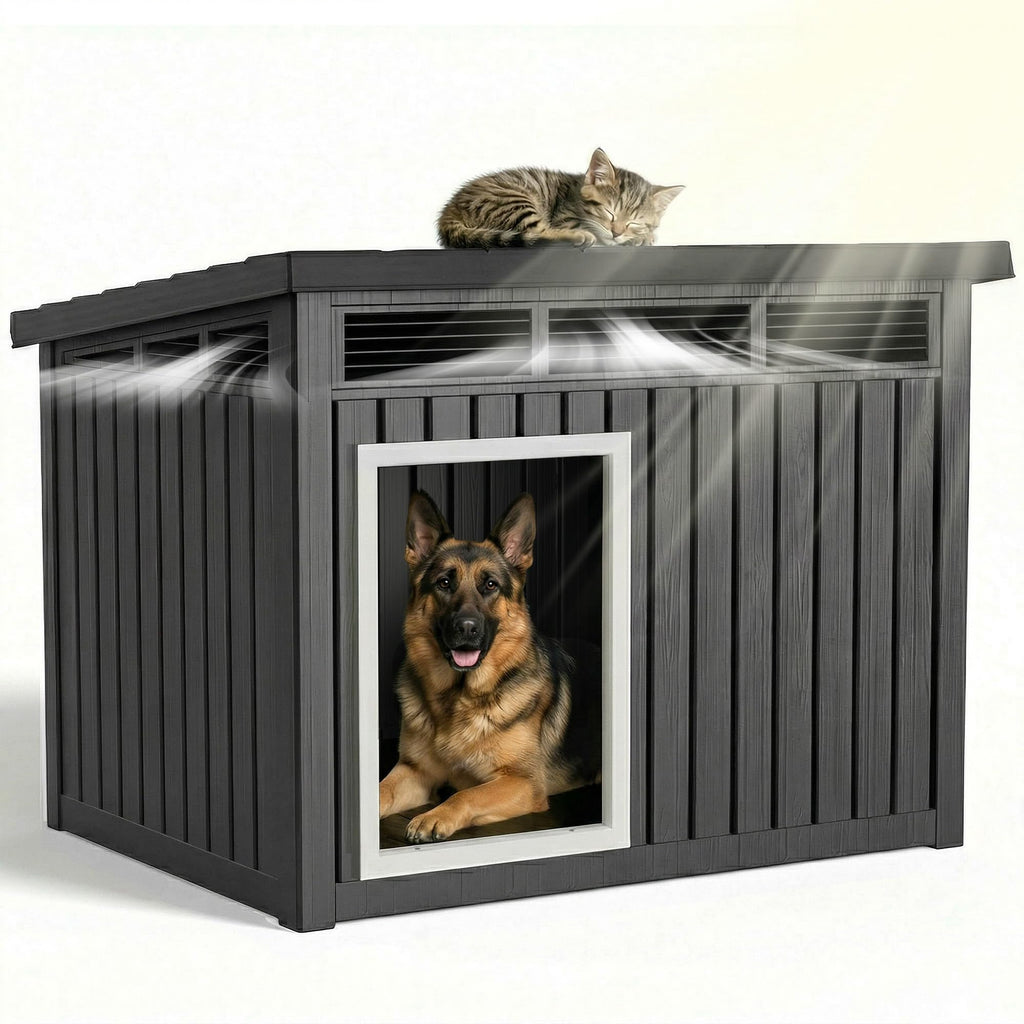 43 Inch Large Dog House Outdoor/Indoor,Plastic,Blue