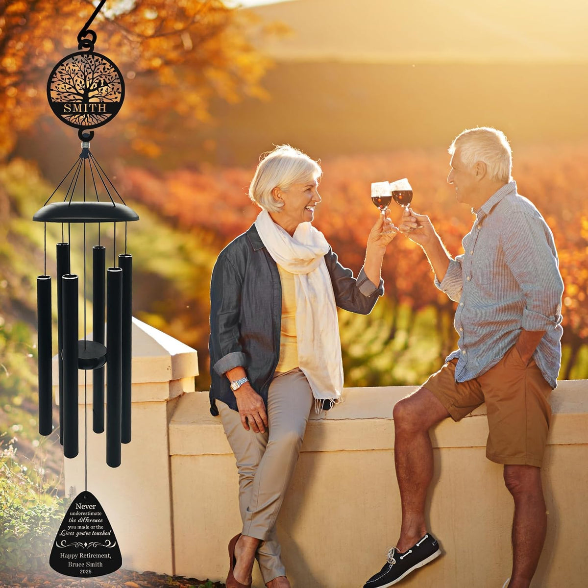 Large 44 Inch Wind Chime Personalized Retirement Wind Chimes Gift,Custom Wind Chimes for Retirement Gift,Outdoor Metal Wind Chime for Yard Garden Decor