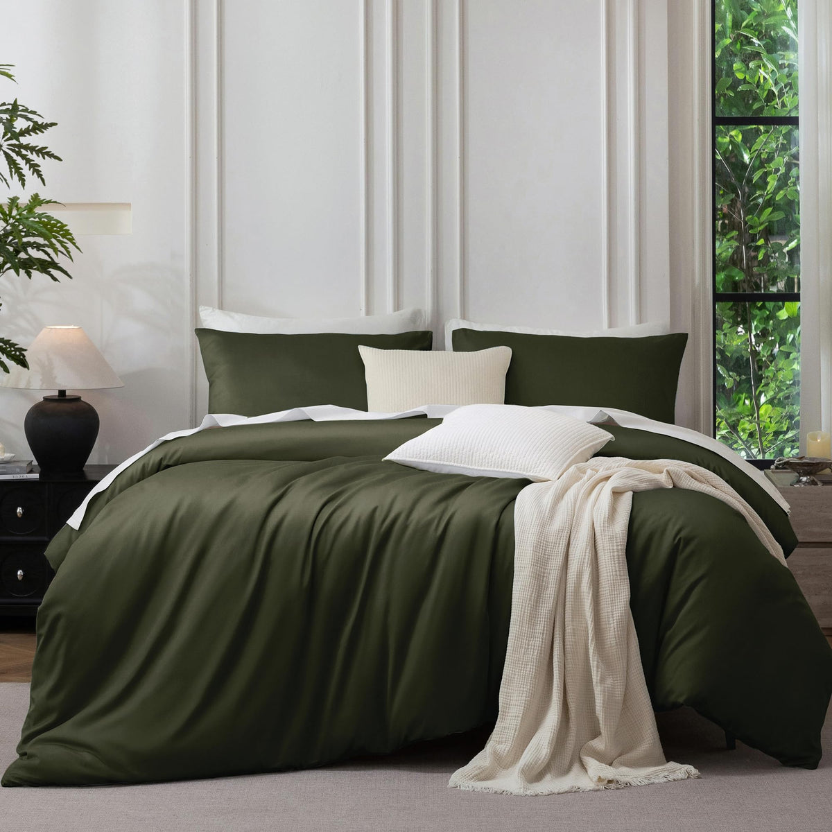 MooMee Queen Duvet Cover Set 100% Extra Long Staple Cotton Cooling Bedding