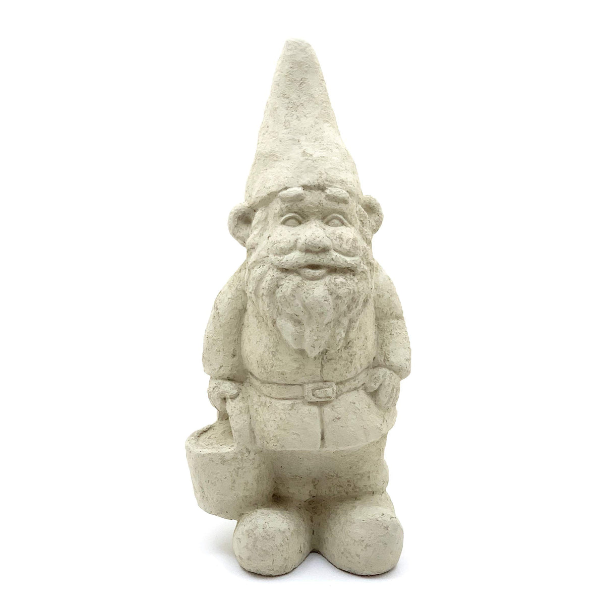 Vintage Garden Gnomes (Set/5): Durable Solid Stone Statues with Aged Texture. Sealed for Outdoor Use. Handcrafted USA. (Classic/Whitish)