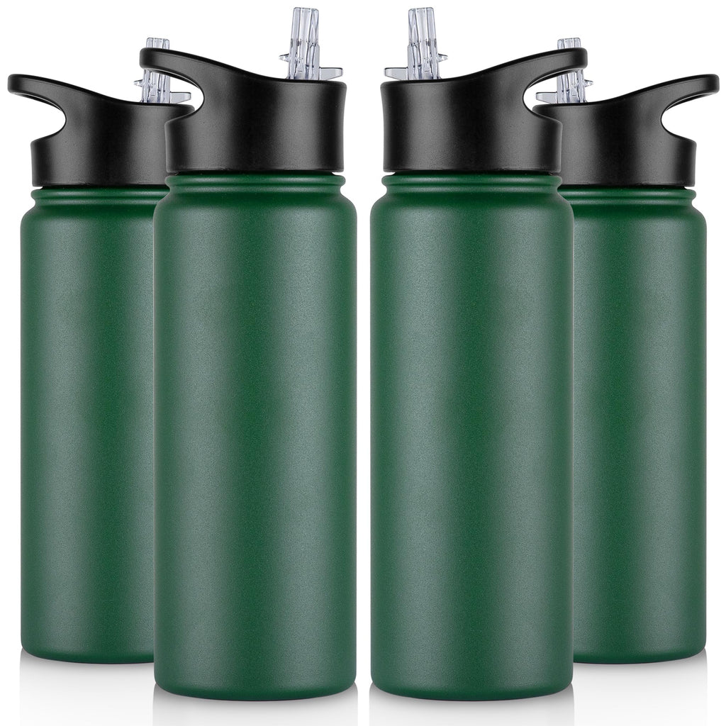 32 oz Insulated Water Bottle Bulk 8 Pack, Stainless Steel Sports Water Bottles with Straw Lid & Wide Mouth Lids, Double Walled Vacuum, Leak Proof, White