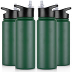 32 oz Insulated Water Bottle Bulk 8 Pack, Stainless Steel Sports Water Bottles with Straw Lid & Wide Mouth Lids, Double Walled Vacuum, Leak Proof, White