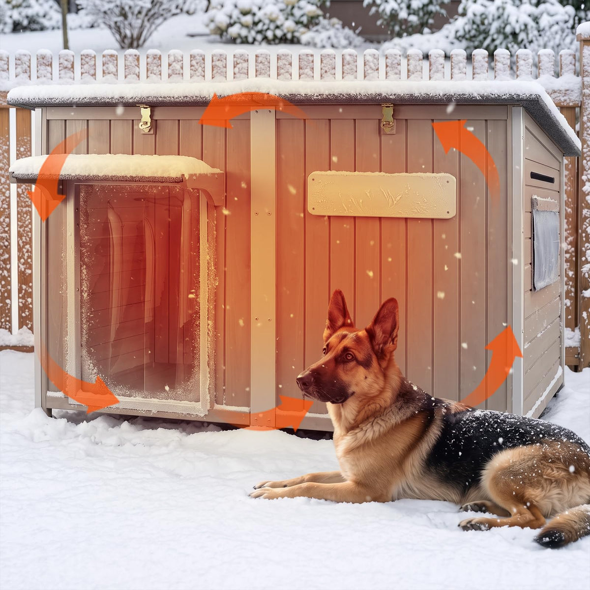 Ketive 43.3" L XL Outdoor Wooden Dog House for Medium to Large Dogs