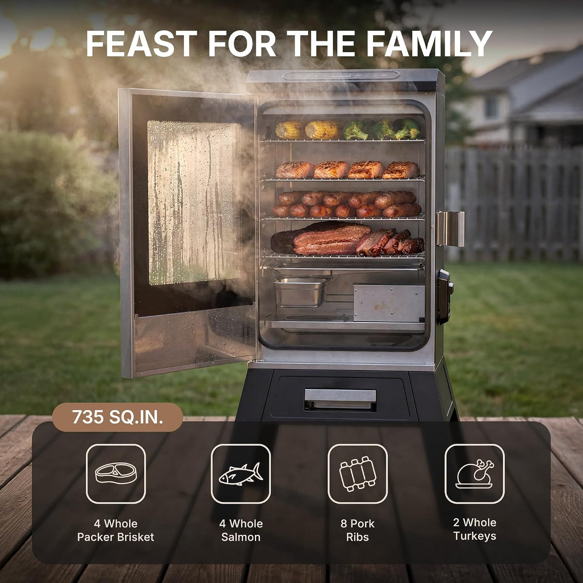 1500W Electric Smoker for Outdoor, 30" Digital Vertical Smoker