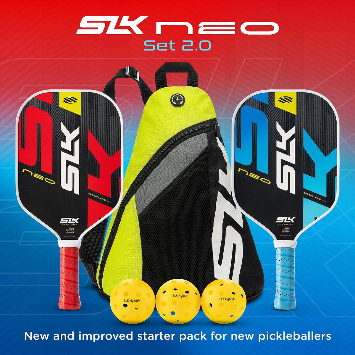 Selkirk Sport SLK Neo Pickleball Paddles Set of 2 + Pickleballs + Sling Bag