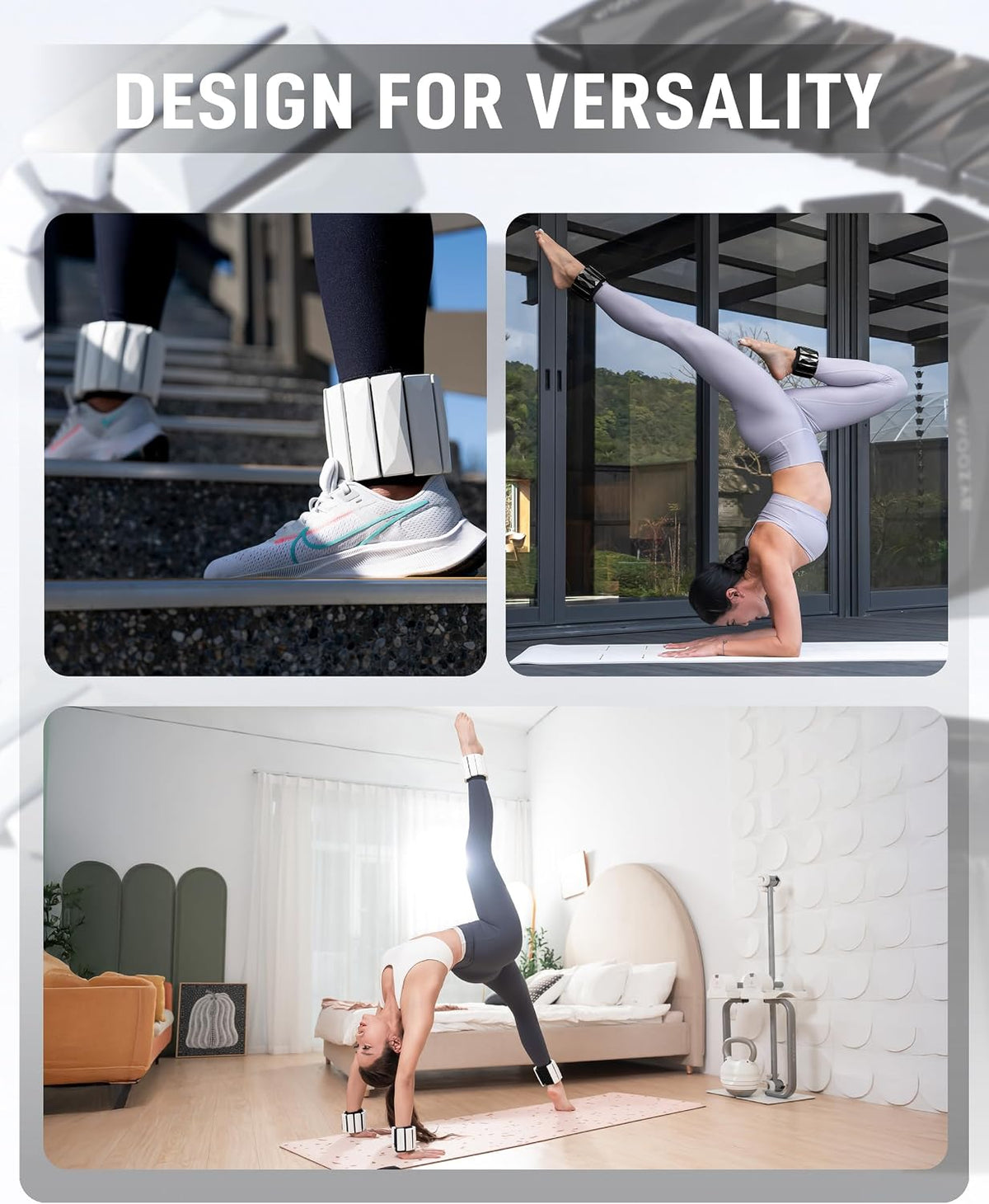 Byzoom Fitness Premium Zinc Alloy Wrist & Ankle Weights Weighted Bracelet 1.1LB / 2.2LB / 4.4LB Set of 2, Refined Resistance for Pilates, Yoga, and Sculpting, White or Black
