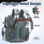 Piscifun Fishing Tackle Backpack with 2 Rod Holders, 4 Boxes & Rain Cover