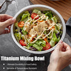 Pure Titanium Mixing Bowl for Kitchen, Healthy Durable Titanium Salad Bowls for Mixing, Dishwasher Safe, Oven Safe & Refrigerator Safe, for Baking, Salad Tossing, Cooking and Prepping,2.52QT