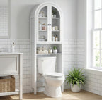 Arched Over The Toilet Storage Cabinet with Fluted Doors, Bathroom Shelf