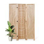 66.9Inch Folding Room Divider, 6 Panels Wood Carved Privacy Screens Free Assembled Freestanding Partition for Bedroom Home Office (Brown)