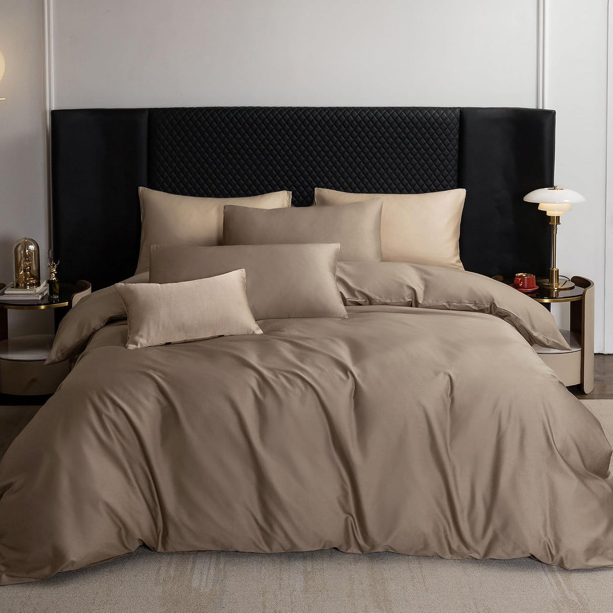MooMee Queen Duvet Cover Set 100% Extra Long Staple Cotton Cooling Bedding