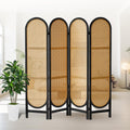 4 Panel Rattan Room Divider, Folding Room Divider Screen, Natural