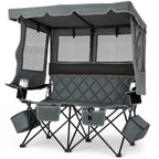Suteck Double Camping Chair with Canopy, 660lbs Folding Loveseat with Shade