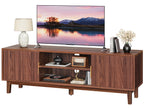 PRAISUN 54 Inch Fluted TV Stand for TVs Up to 55, 60 Inch, Mid Century Modern Entertainment Center with Storage, TV Console with Adjustable Shelves, Media Console for Living Room Bedroom, Brown